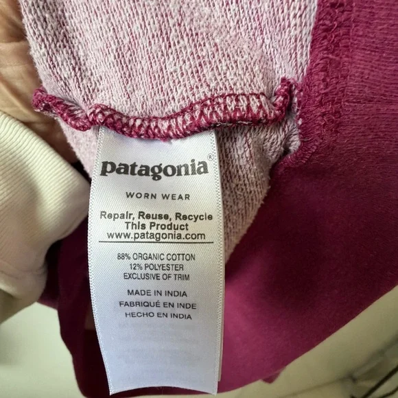 Patagonia Organic Cotton Zip Hoodie Berry Pink M Logo Front & Back - Picture 8 of 11
